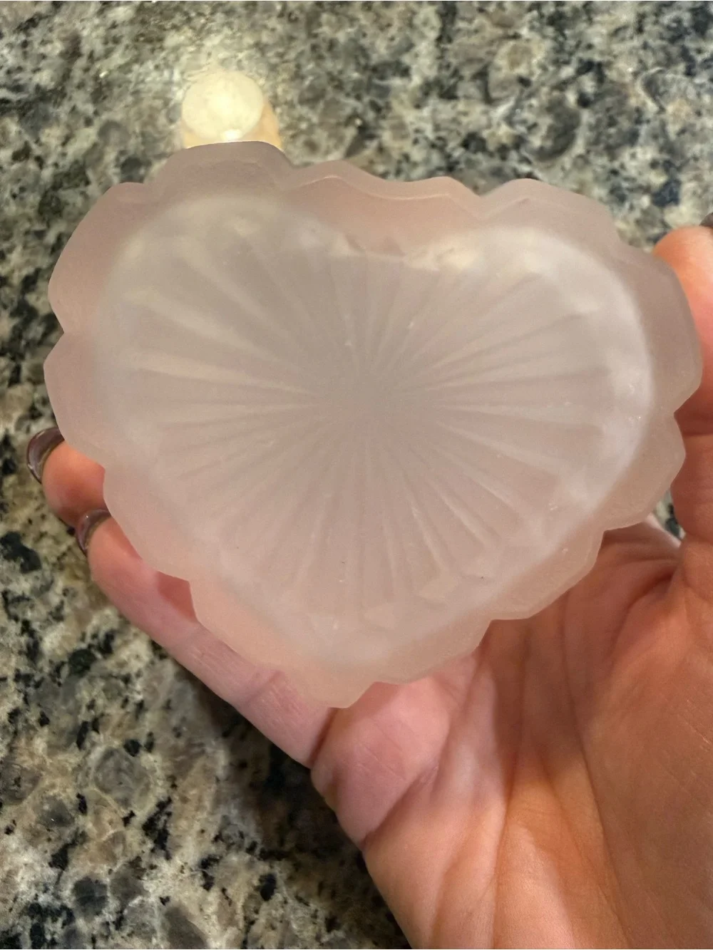 Heart-Shaped Pink Glass Trinket Dish